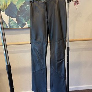 Wilson black leather boot cut pants